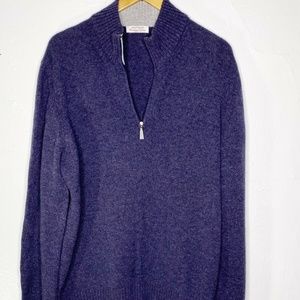 Gran Sasso Men's Size 52 Pullover 1/4 Zipper Blue